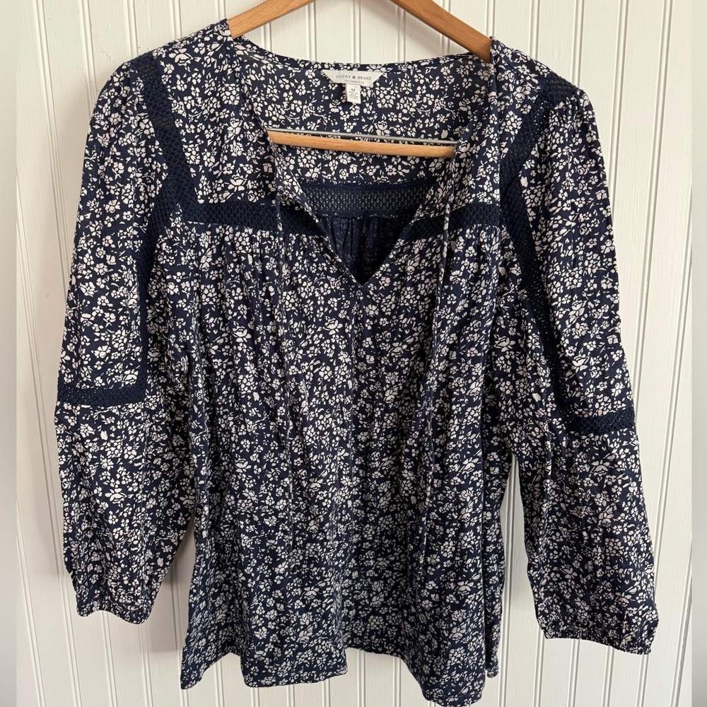 Lucky Brand Navy Floral Blouse